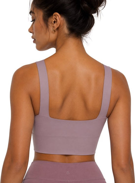 SparkNine Flexaura sport BH - stijlvolle sportbeha - ingebouwde pads - M - paars - high support ondersteuning - cross design