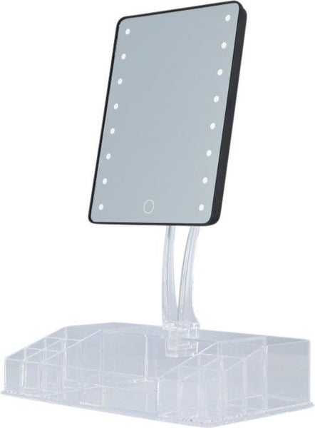 Make-up spiegel met LED en opbergbakjes 28x16x38cm