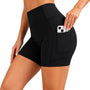 SparkNine Pace dames short - fitness - korte sportbroek - XXL - zwart - hoge taille - met zakken - elastisch - squatproof