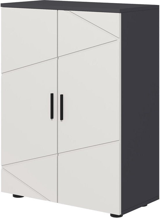 Badkamerkast halfhoog 2 deurskast 30x60x80 cm - Antracietgrijs - Wit