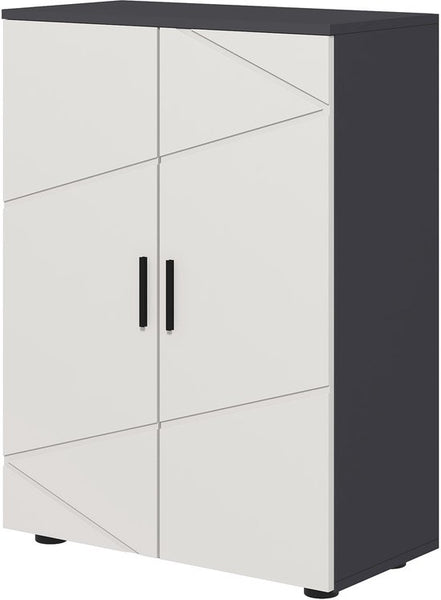 Badkamerkast halfhoog 2 deurskast 30x60x80 cm - Antracietgrijs - Wit