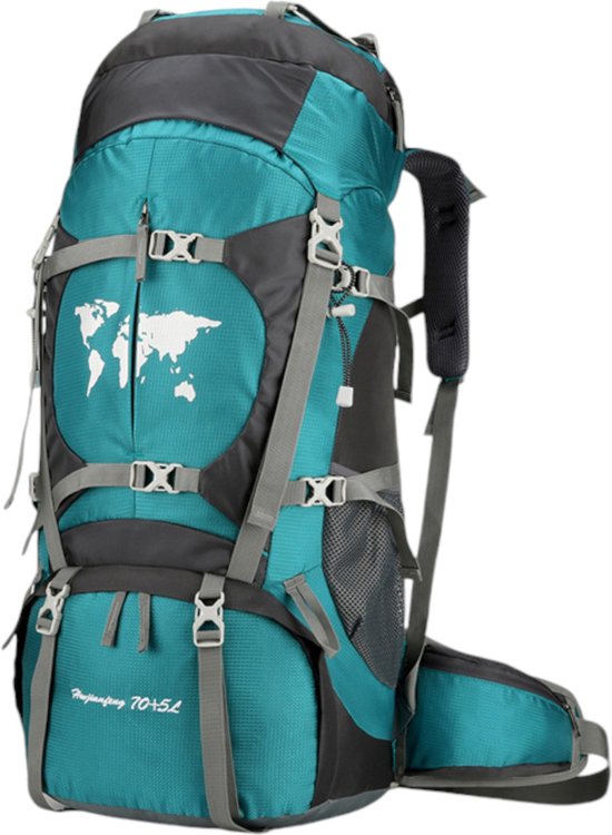 Backpack - Blauw - 79 x 33 x 23 cm - Backpack Organizer - Met Waterzak - Backpack 75 Liter - Backpack Heren - Backpack Vrouwen - Back Pack Heren - Back Pack Vrouwen - Flightbag