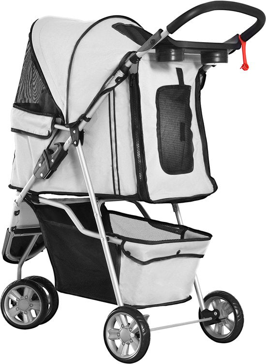 4goodz Luxe Hondenkar Hondenbuggy met Verstelbare Stuurhoogte - Grijs