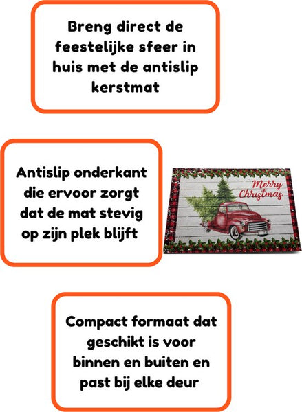 Kerst Deurmat - Deurmat kerstauto - Linnen Kerstmat - Deurmat - Vloermat - Antislip - Droogloopmat - Deurmat met tekst - Decoratieve Deurmat - Merry Christmas Deurmat - Deurmat Voor Binnen en Buiten - 59,5x40 CM