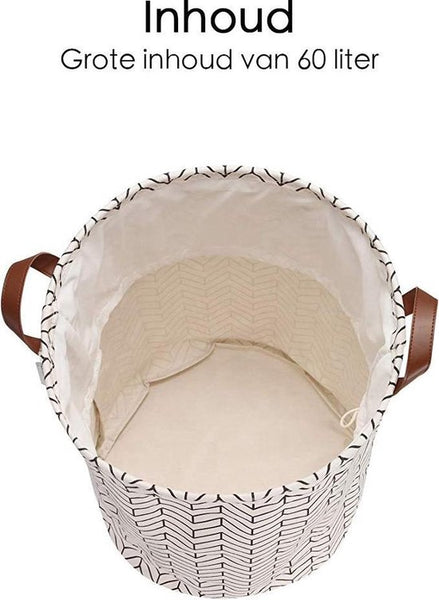 Wasmand Opvouwbaar - Opbergzak - 60L - Waterproof - Zwart-wit - Opvouwbare Wasszak
