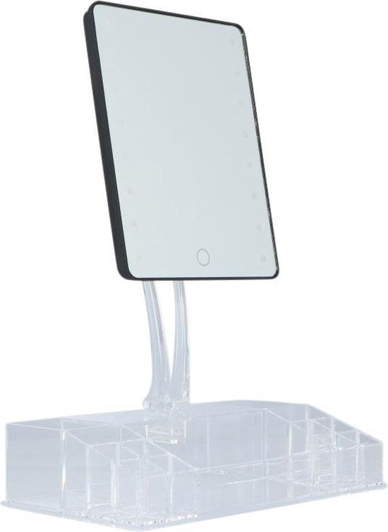 Make-up spiegel met LED en opbergbakjes 28x16x38cm