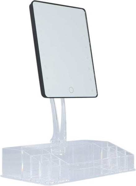 Make-up spiegel met LED en opbergbakjes 28x16x38cm