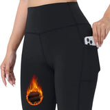 SparkNine Softfleece legging - met zakken - M - zwart - fleecegevoerd - billift - warme broek - super zacht & comfortabel