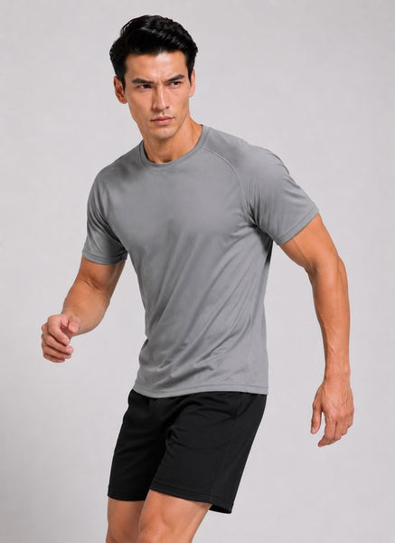 SparkNine Pulsegear sport t-shirt - heren - sneldrogend & ademend - L - grijs - lichtgewicht - ideaal voor trainen, rennen & fitness