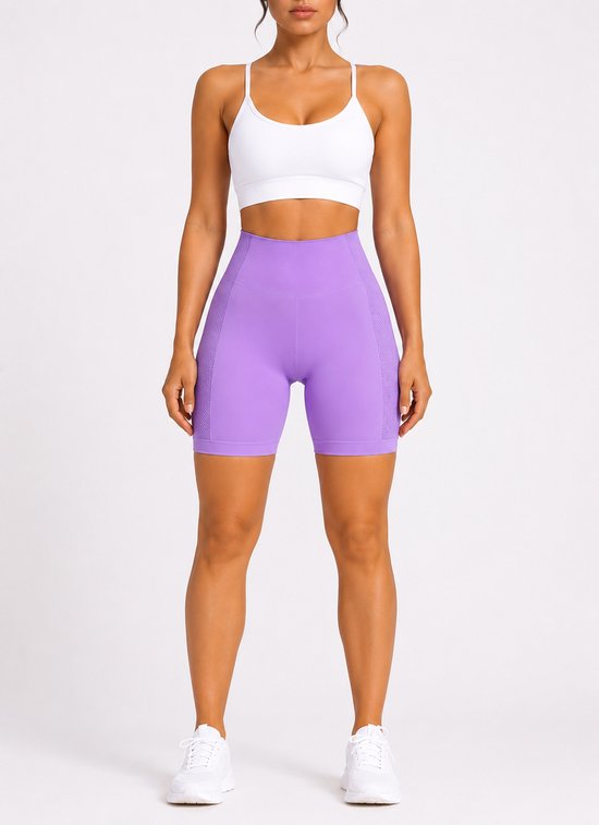 SparkNine Sculptfit sport short fitness - dames - S - paars - hoge taille & buttlift - shapend - hoog elastisch naadloos - ademend