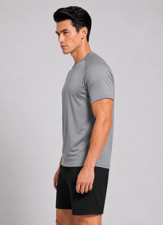 SparkNine Pulsegear sport t-shirt - heren - sneldrogend & ademend - S - grijs - lichtgewicht - ideaal voor trainen, rennen & fitness