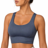 SparkNine Flexaura sport BH - stijlvolle sportbeha - ingebouwde pads - XL - blauw - high support ondersteuning - cross design