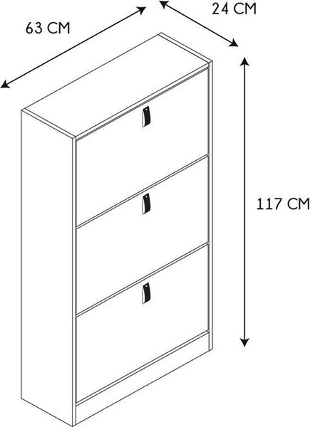 4goodz schoenenkast 3 lades 60x24x118 - voor 18 paar