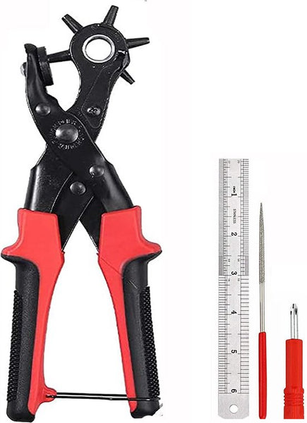 Gaatjestang voor Riem en Leder - Rood - Professionele Gaatjestang - Ponstang - Revolvertang - Gatentang - Perforatietang