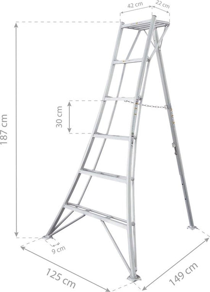 Niwaki Driepoot Tuinladder 180 cm Snoeiladder Tripod Ladder - Plukladder
