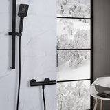 Luzzo® Square Black Doucheset Thermostaatkraan met Glijstang - Zwart