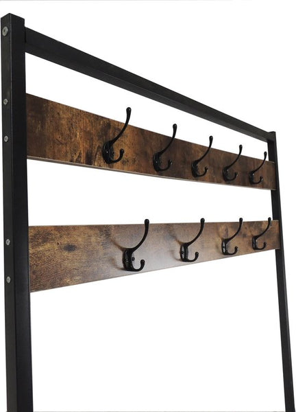 4livingz Stevige Retro Kapstok Bank 42x100x183 cm - zwart/bruin