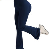 SparkNine Serenaflare dames legging - flare pants - met zakken - S - blauw - hoge taille - stijlvol - elastisch