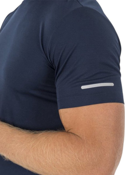 SparkNine Ironlite sport t-shirt heren met reflecterende strepen - L - blauw - zweetbestendig - lichtgewicht & sneldrogend
