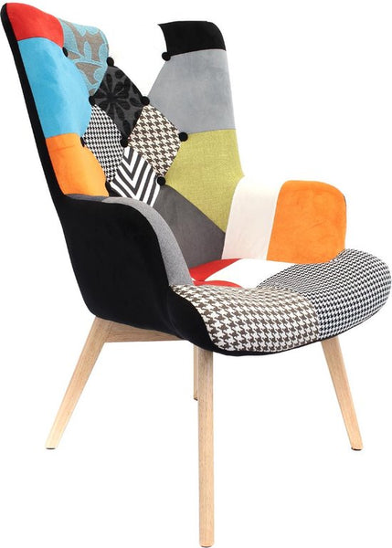 Helsinki Patchwork Bont Fauteuil Armleuning - Bont gekleurd