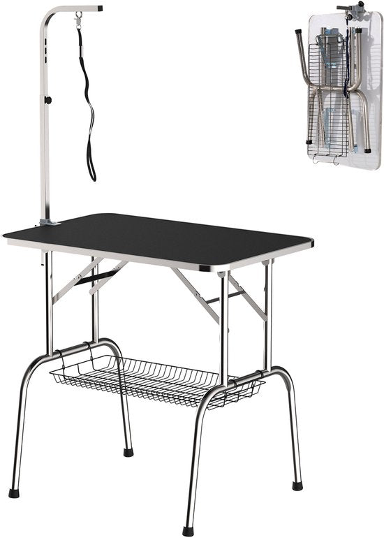 Trimtafel Hond - Hoogteverstelbaar - Opbergkorf - Zwart