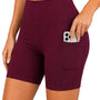 SparkNine Pace dames short - fitness - korte sportbroek - XXL - rood - hoge taille - met zakken - elastisch - squatproof