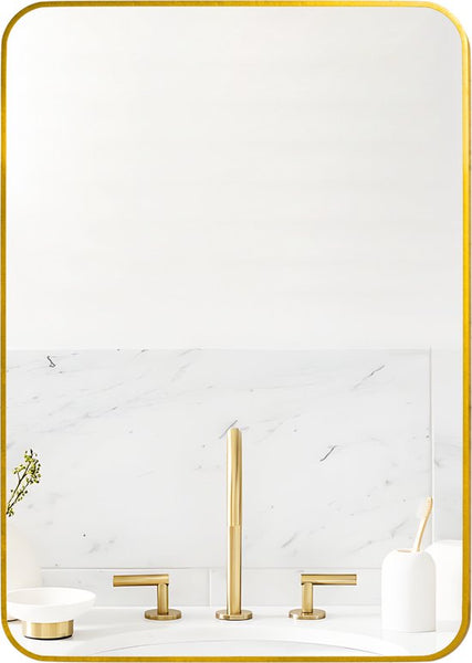 Badkamerspiegel - Goud - 71 x 50 cm - Wandspiegel - Rechthoekige Spiegel met Frame van Aluminiumlegering - Spiegel voor Slaapkamer, Woonkamer en Badkamer