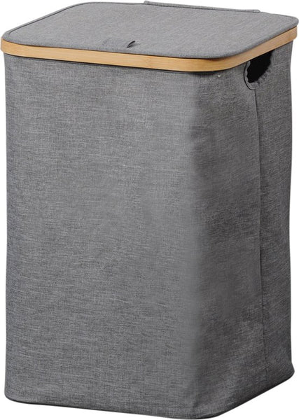 4goodz Wasmand met deksel - Bamboe frame 33x50x3350 cm - Grijs