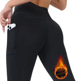 SparkNine Softfleece legging - met zakken - XXL - zwart - fleecegevoerd - billift - warme broek - super zacht & comfortabel