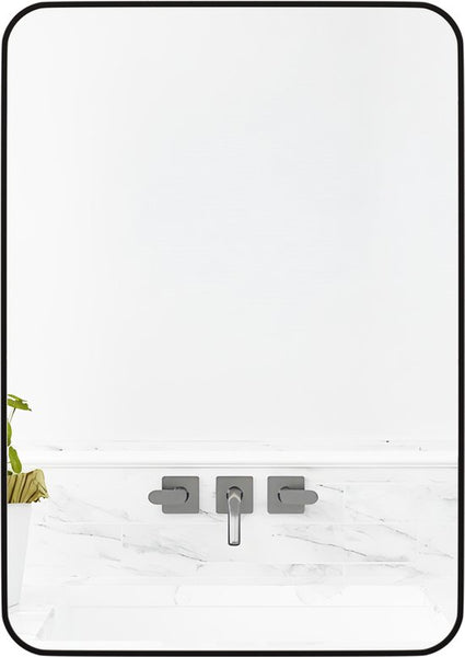 Badkamerspiegel - Zwart - 71 x 50 cm - Wandspiegel - Rechthoekige Spiegel met Frame van Aluminiumlegering - Spiegel voor Slaapkamer, Woonkamer en Badkamer