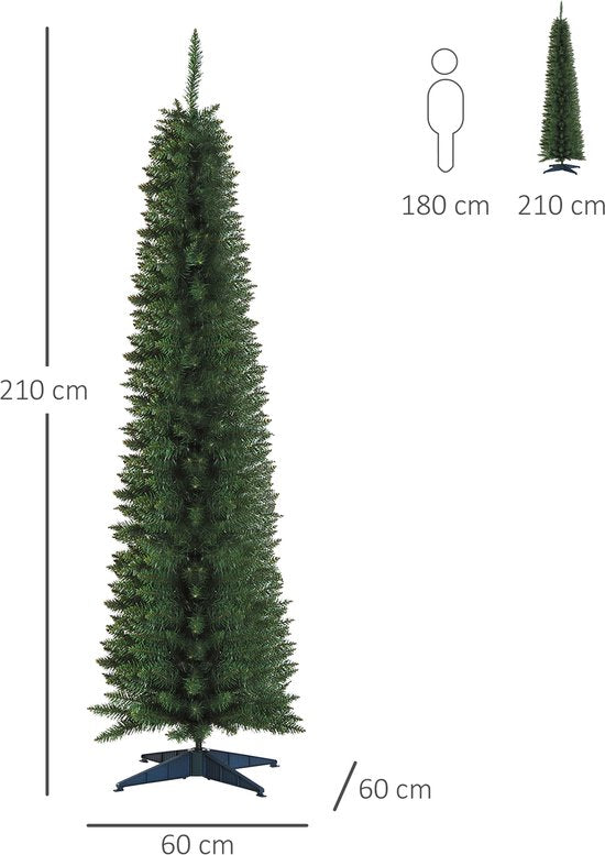 Homcom Kerstboom Smal incl. standaard 210 cm - Groen