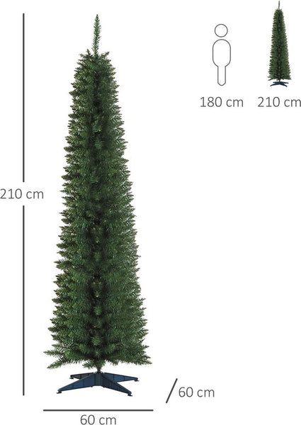 Homcom Kerstboom Smal incl. standaard 210 cm - Groen