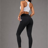 SparkNine Pacepocket dames sportlegging - met handige zakken - L - zwart - hoge taille - elastisch - squatproof - niet doorschijnend