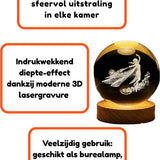 DMG Supply 3D Kristallen Bol Lamp - Prinses - USB Oplaadbaar - LED Lamp - Nachtlamp - Tafellamp - Bureaulamp