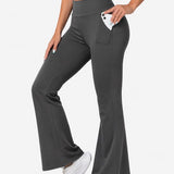 SparkNine Horizon flare broek - dames legging met zakken - petite pijplengte - S - grijs - hoge taille - stijlvol & elastisch - sportlegging