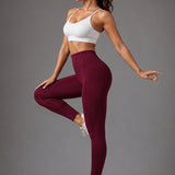 SparkNine Pacepocket dames sportlegging - met handige zakken - XXL - rood - hoge taille - elastisch - squatproof - niet doorschijnend