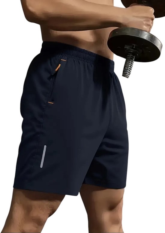 SparkNine Apex fitnesshort - sportbroek - met ritszakken - 152-158 - zwart - functioneel - sneldrogend & ademend - elastische band met trekkoord
