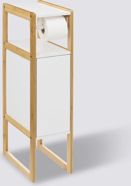 Toiletrolhouder Natureo met Reserverolhouder 33x20x80cm - Wit/Bruin