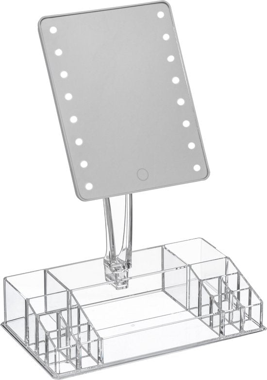 Make-up spiegel met LED en opbergbakjes 28x16x38cm