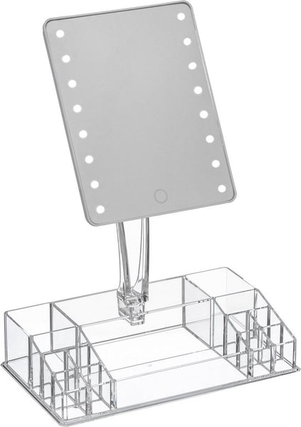 Make-up spiegel met LED en opbergbakjes 28x16x38cm