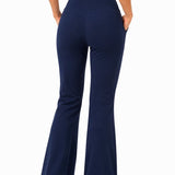 SparkNine Horizon flare broek - dames legging met zakken - petite pijplengte - S - donkerblauw - hoge taille - stijlvol & elastisch - sportlegging