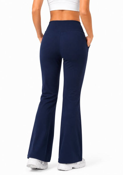 SparkNine Horizon flare broek - dames legging met zakken - petite pijplengte - S - donkerblauw - hoge taille - stijlvol & elastisch - sportlegging