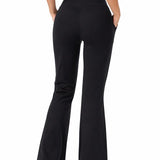 SparkNine Horizon flare broek - dames legging met zakken - petite pijplengte - XXL - zwart - hoge taille - stijlvol & elastisch - sportlegging