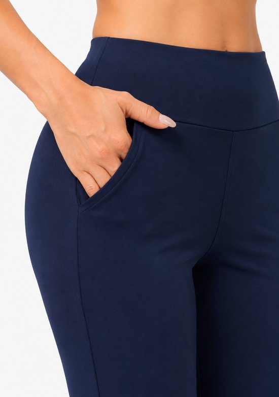 SparkNine Horizon flare broek - dames legging met zakken - petite pijplengte - S - donkerblauw - hoge taille - stijlvol & elastisch - sportlegging