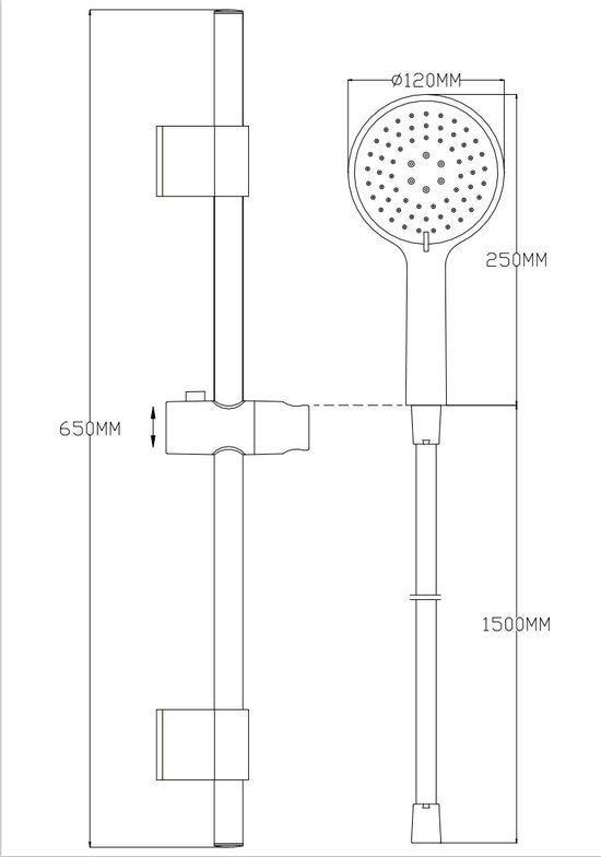 Luzzo® Flat Design douche glijstangset - 3 standen douche -Zwart