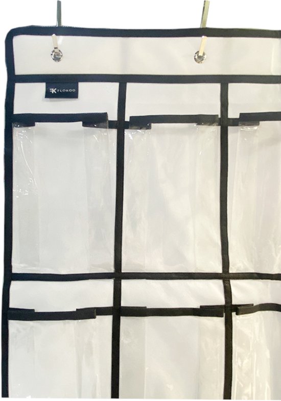 Schoenenkast Hangend - Schoenenzak 35 vakken - Opbergen van Schoenen aan Deur - Schoenenzak Wit-Zwart - Oplossing voor rondslingerende schoenen - Hoogwaardige Schoenenkast