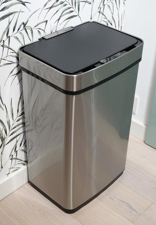 4cookz® Sensorprullenbak 60 liter - RVS Prullenbak