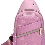 Sasemy - Borsttas Sling Bag Voor Dames - Sling Bag - 2 rits-vakken - Dames - Heren - Roze - Bloemen print #9 - 30 x 16 x 6 - Reistas- Schoudertas - Rugzak - Crossbody bag - Moederdag Cadeau - Verjaardag Cadeau - Sinterklaas Cadeau - Kerst Cadeau