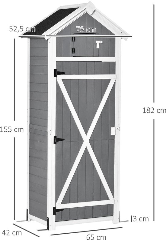 Gelakt Houten Tuinkast Berging 182cm - Grijs