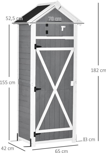 Gelakt Houten Tuinkast Berging 182cm - Grijs